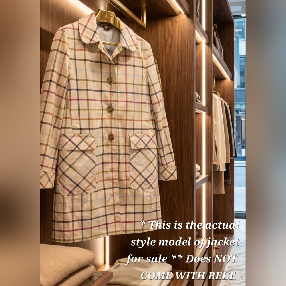 AUTHENTIC COACH tartan Or Tattersall Multi Color Plaid And Cream Coat/Jacket med - Picture 5 of 6